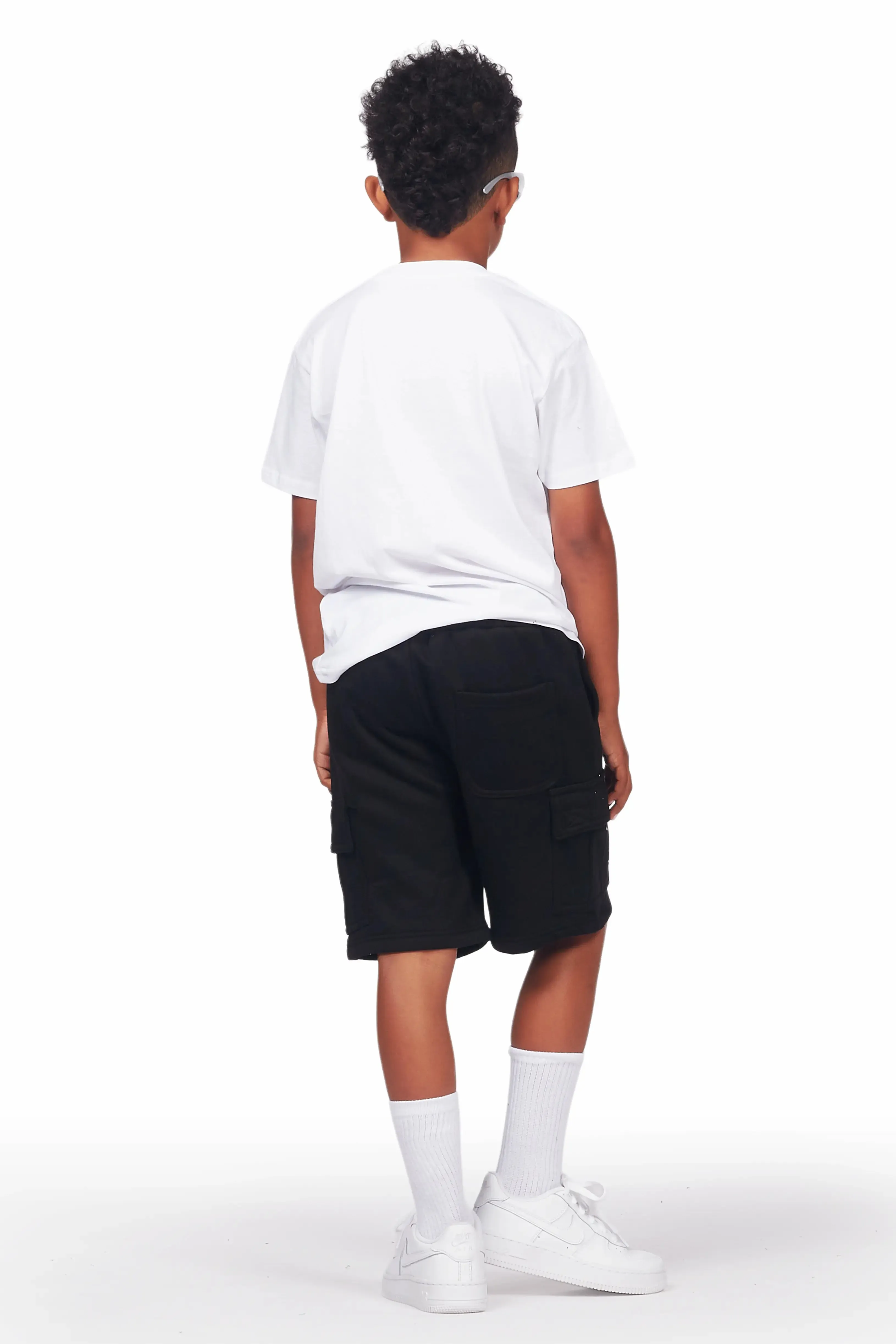 Boys Basim White/Black T-Shirt Short Set