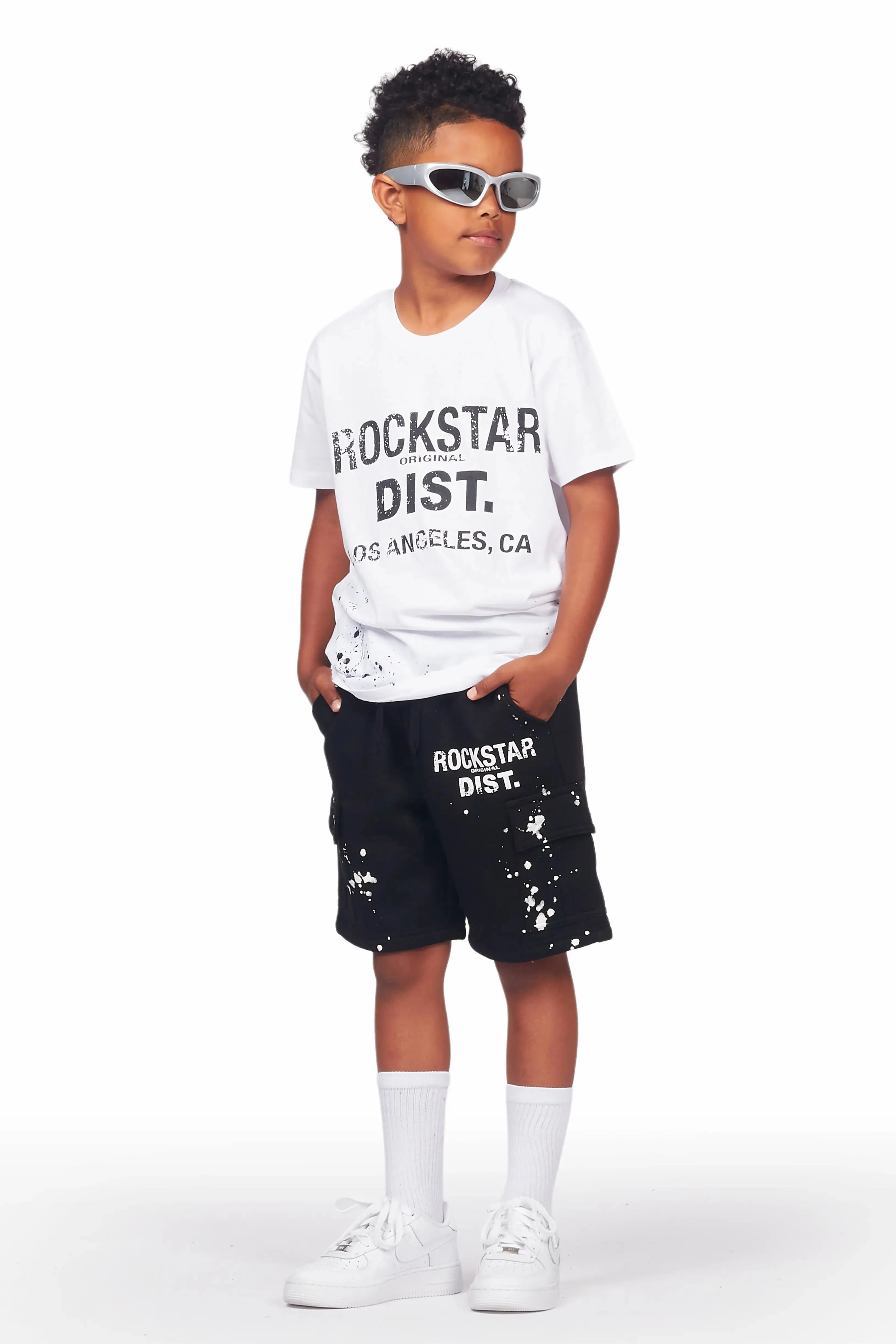 Boys Basim White/Black T-Shirt Short Set