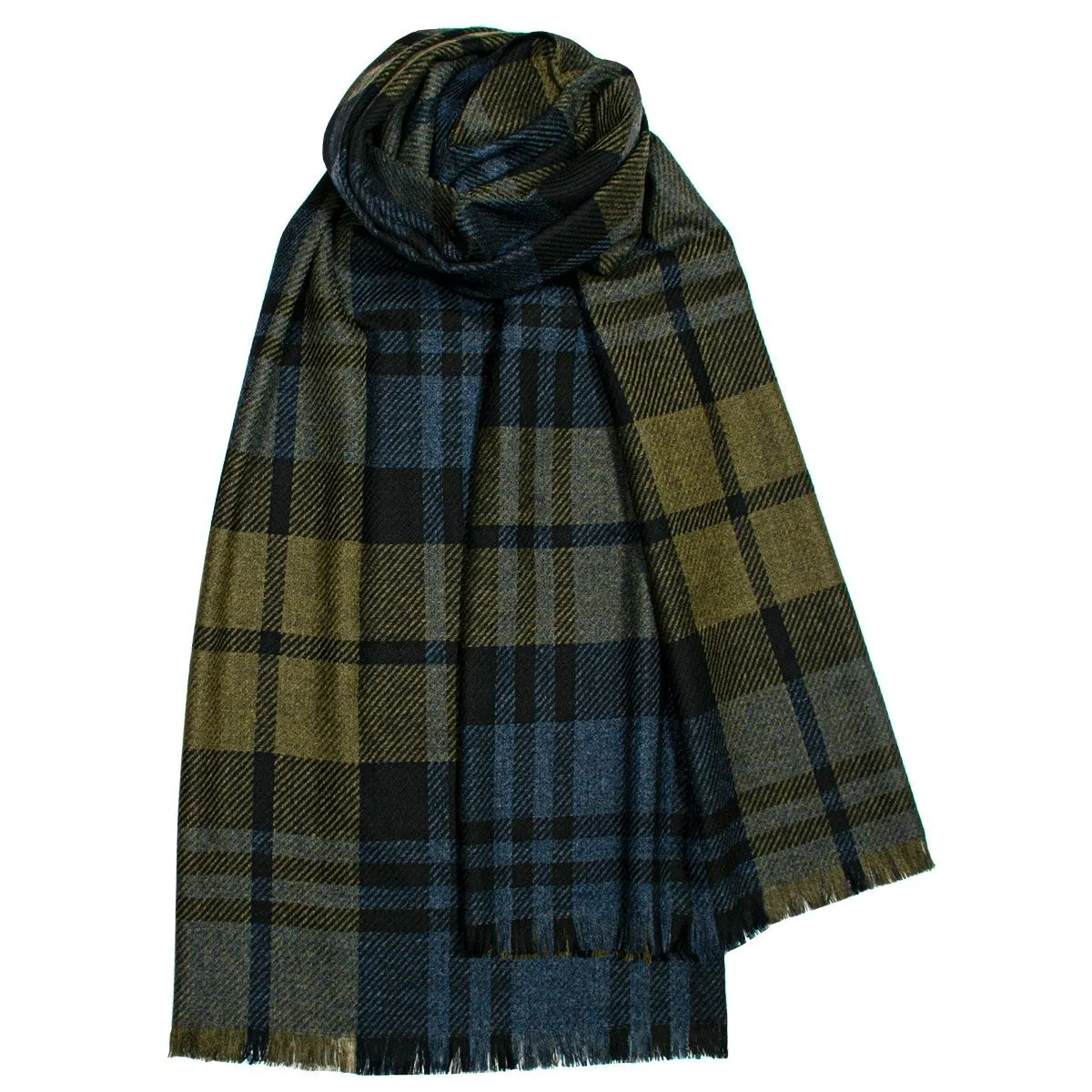 Brock Luxury Fine Wool Stole - Black Watch Olive