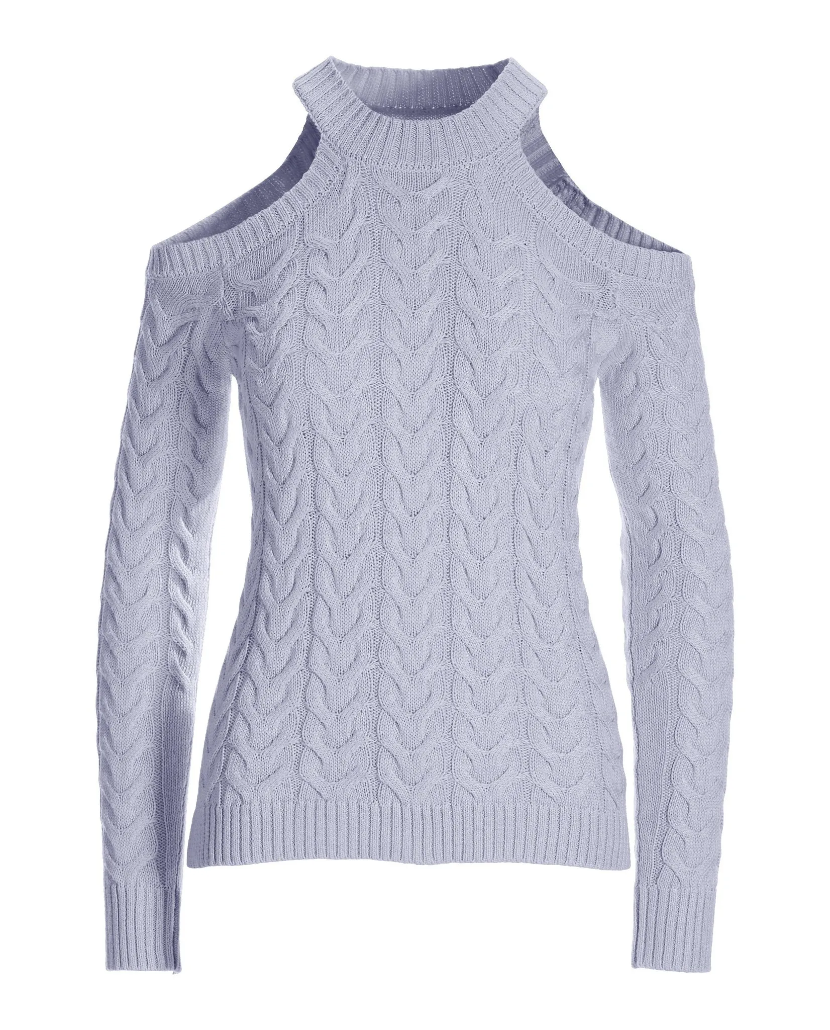 Cable Cold Shoulder Sweater Lavender