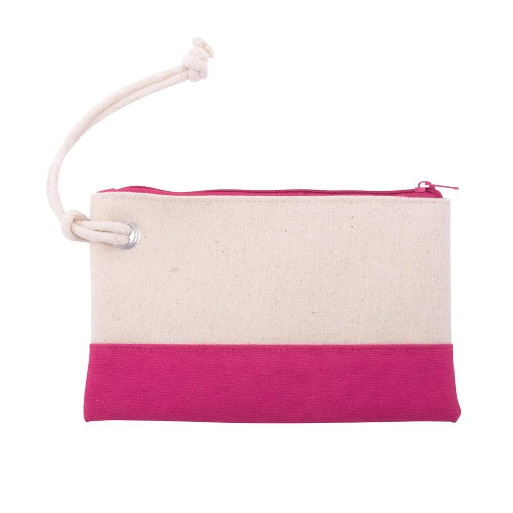 Canvas Rope Wristlet Zip Pouch