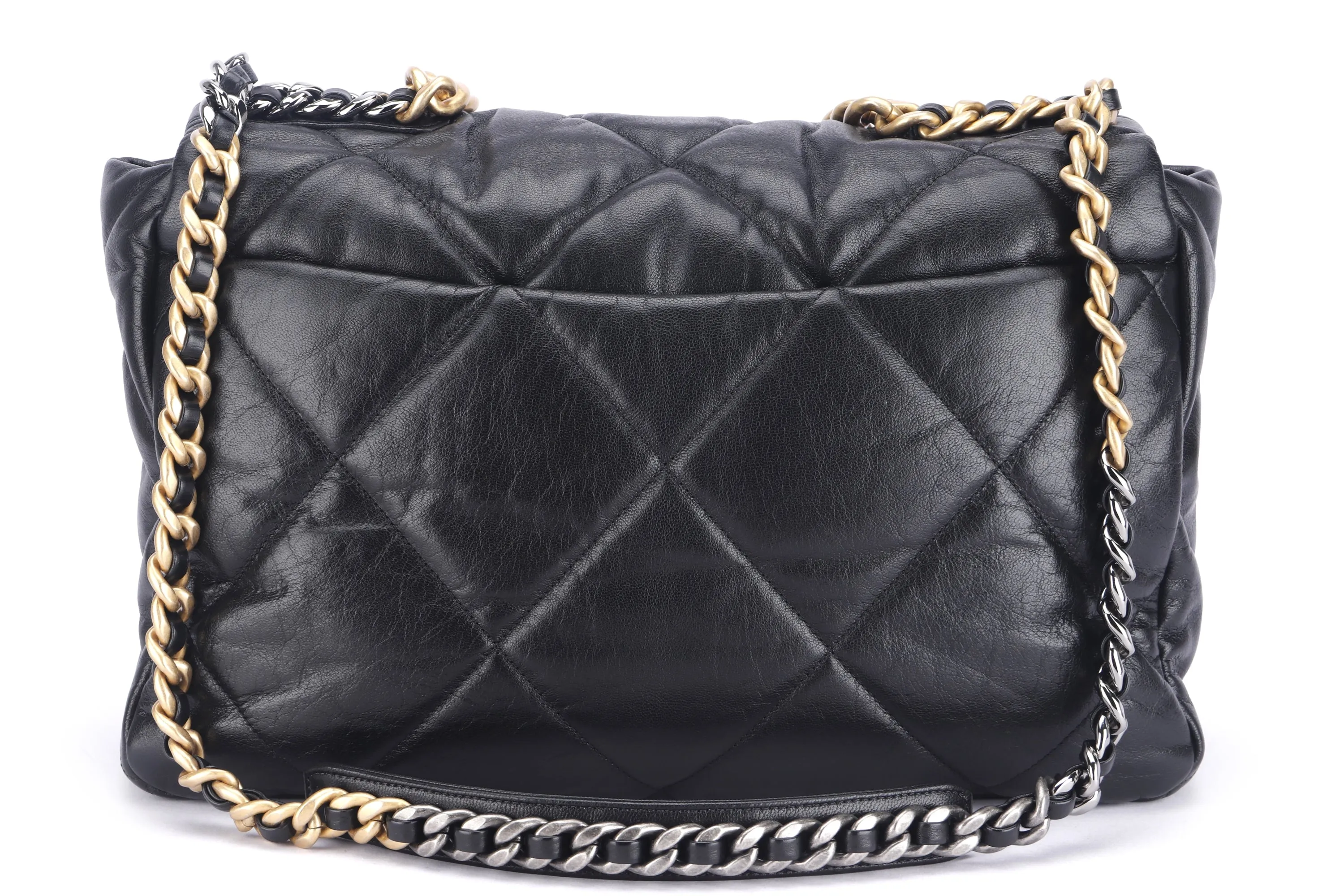 CHANEL 19 (3034xxxx) MAXI BLACK LAMBSKIN, WITH CARD, DUST COVER & BOX