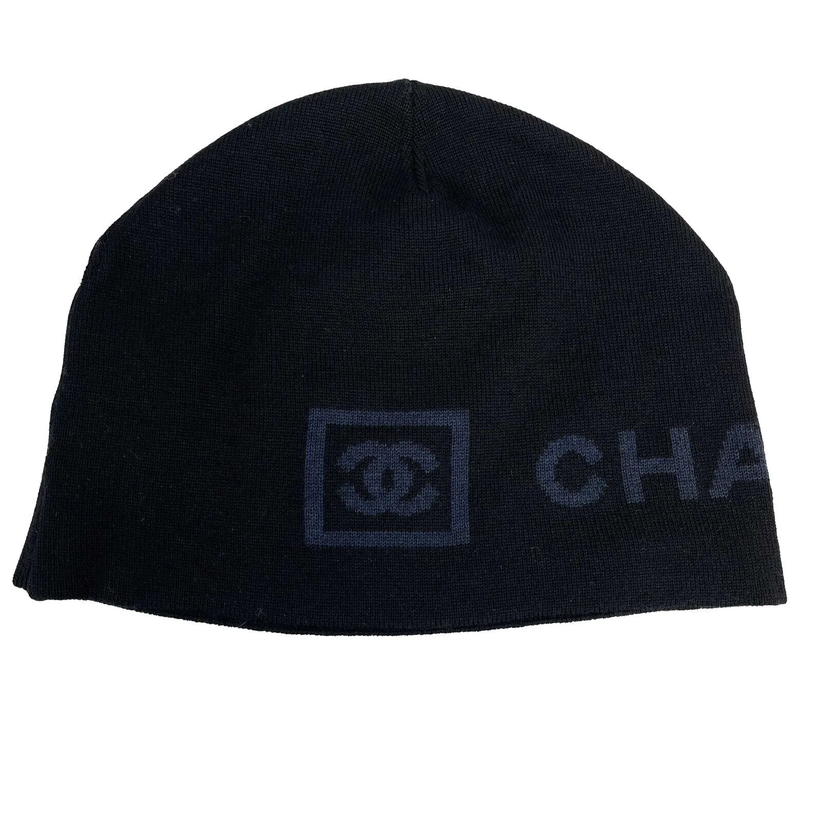 Chanel - Excellent - CC Logo Knitted Beanie - Black - One Size - Hat