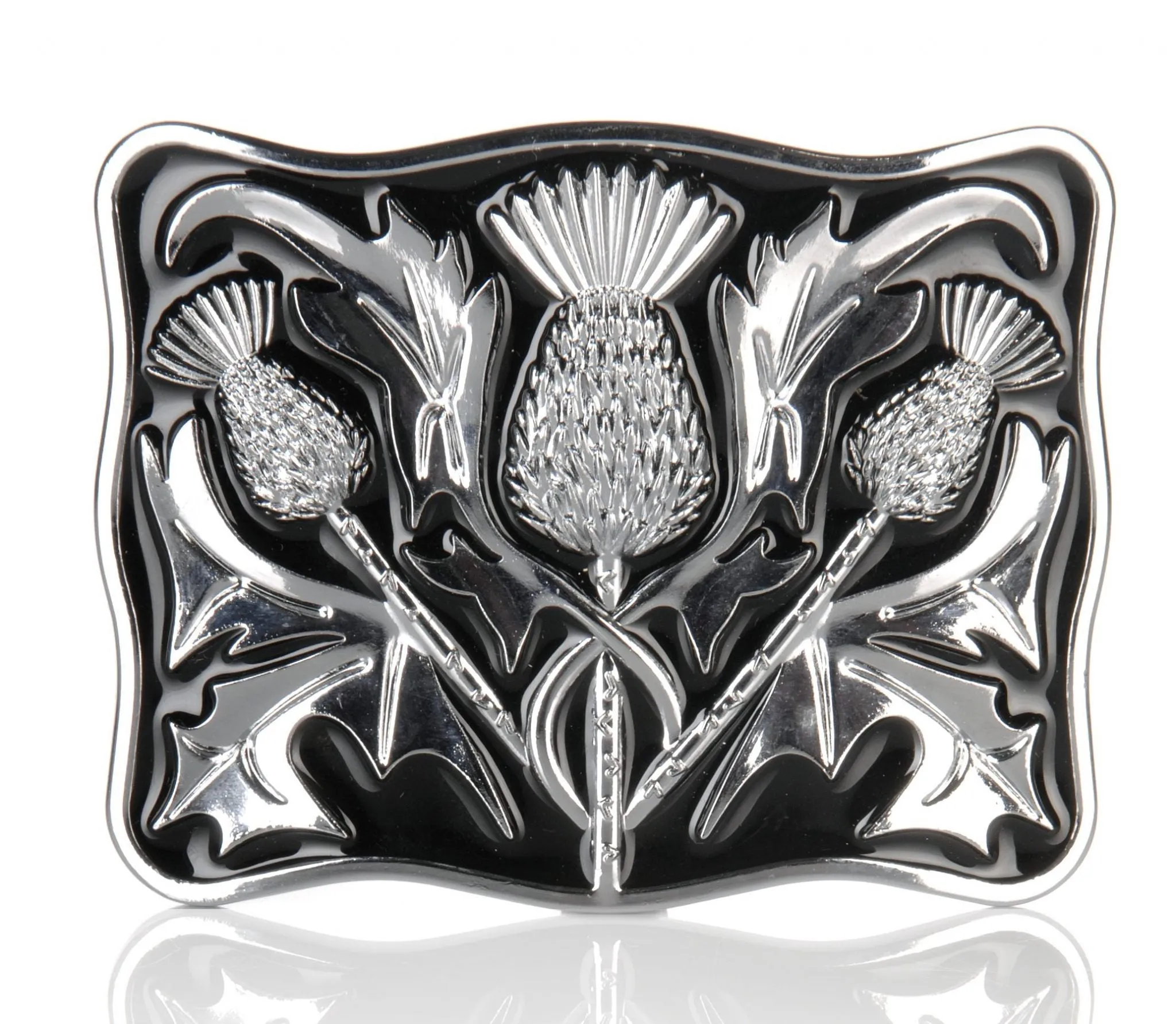 Chrome Black Enamel Thistle Buckle