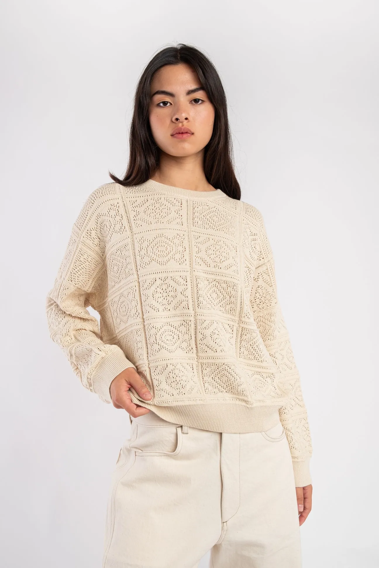 Cream Lace Pullover