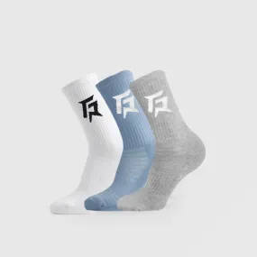 Crew Socks 3Pcs (Sky   Grey   White)