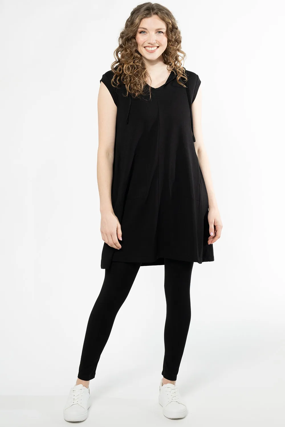 Daphne Bamboo Hoodie Dress - Black