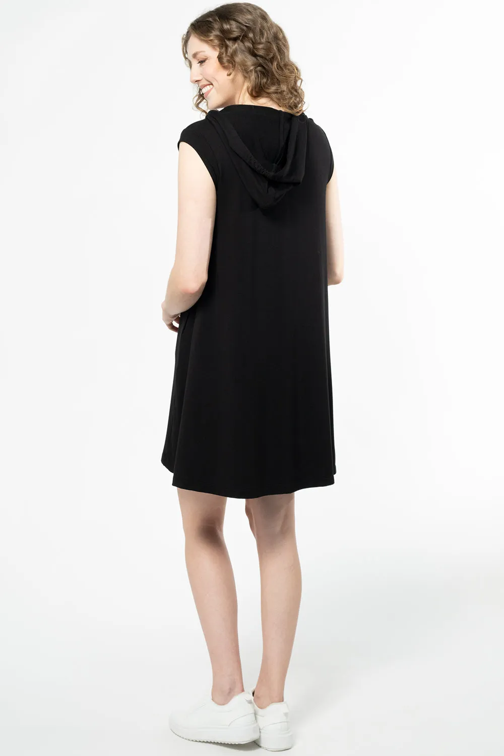 Daphne Bamboo Hoodie Dress - Black