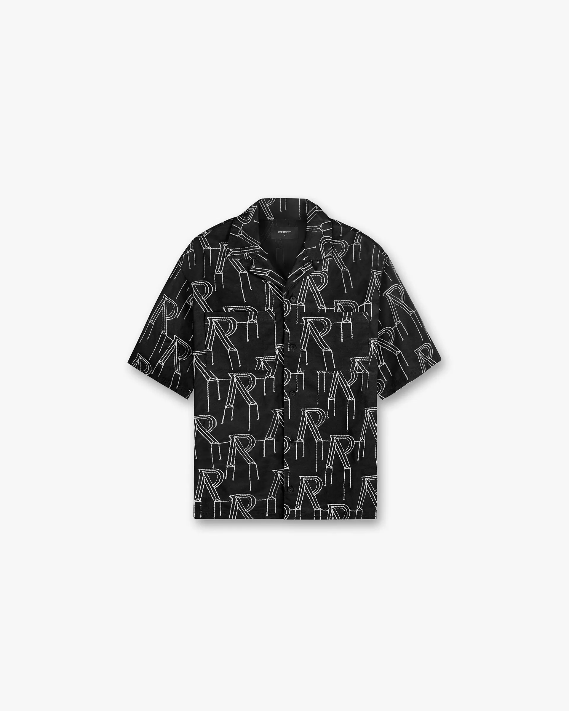 Embroidered Initial Overshirt - Black