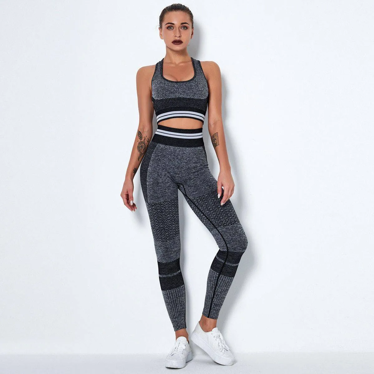 Fay Striped Sleeveless Gym Leggings Set