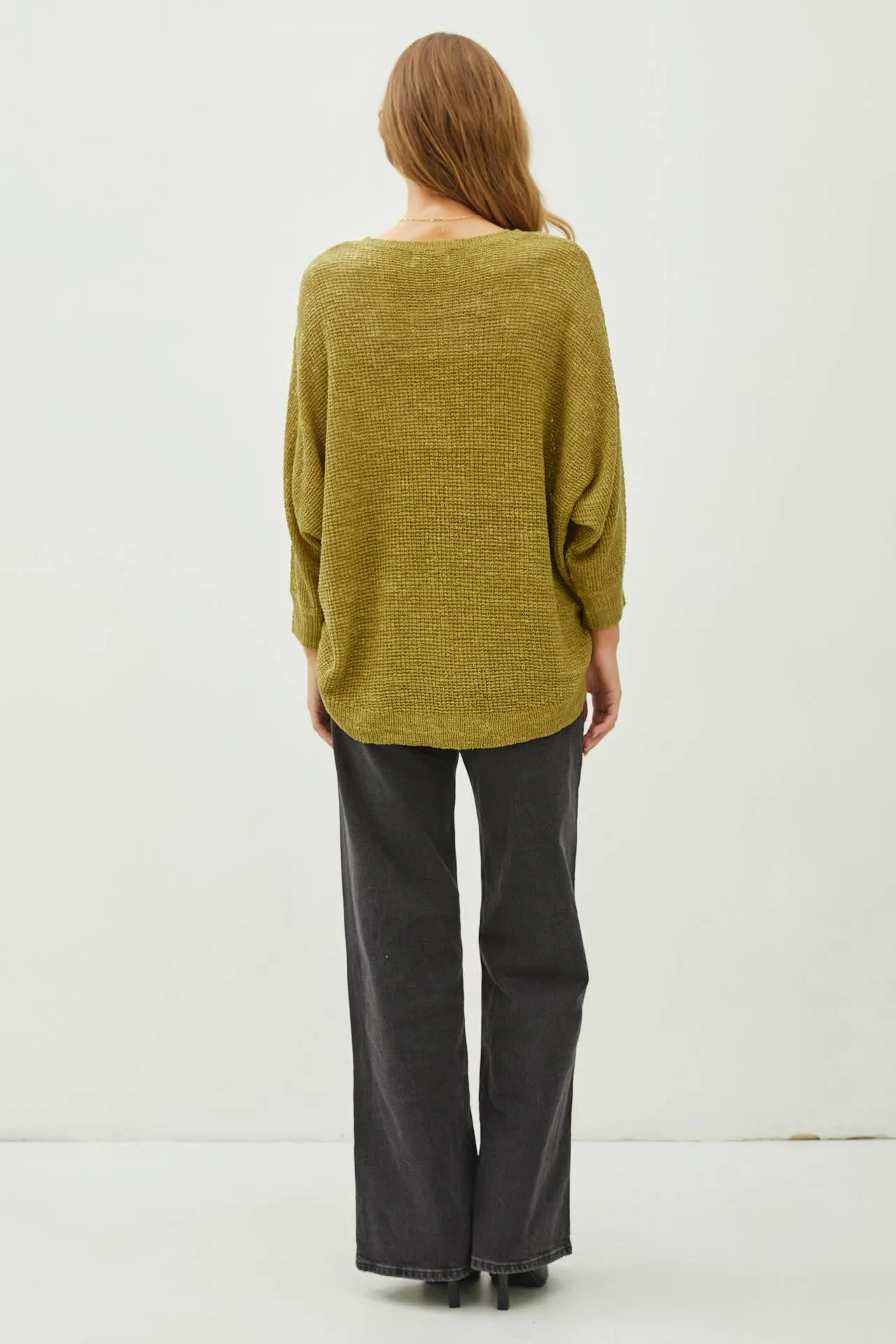 FRONT POCKET DOLMAN LONG SLEEVE KNIT SWEATER