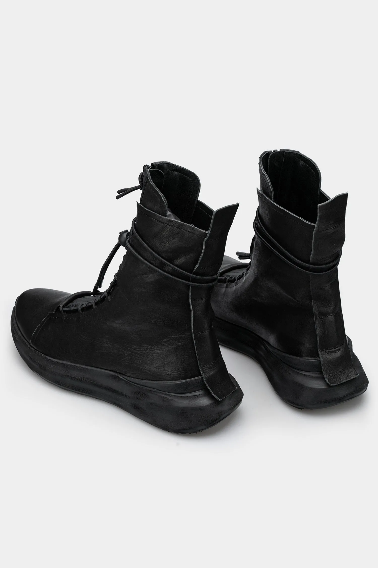 High top laced leather boots