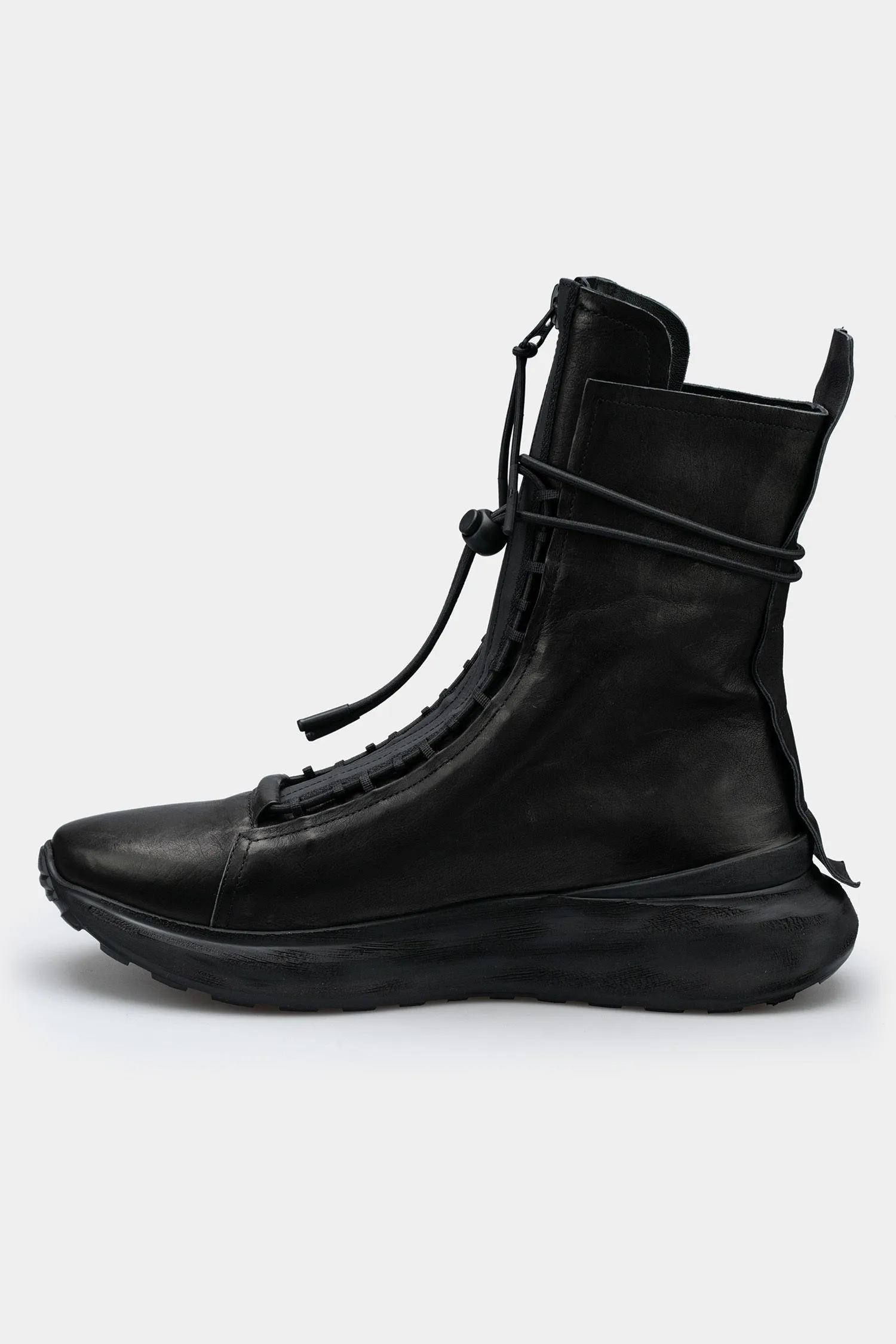 High top laced leather boots