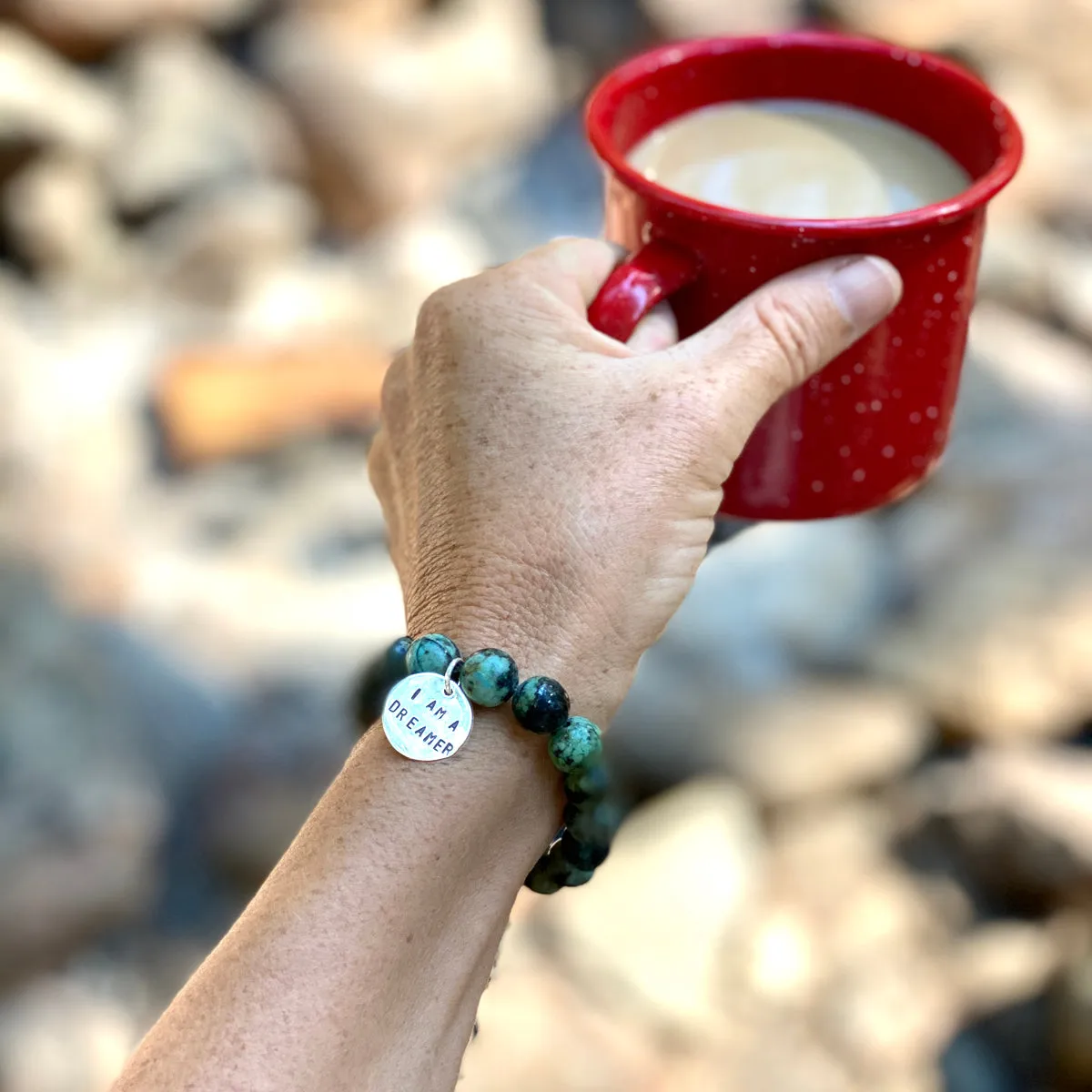 I am a Dreamer - Affirmation Bracelet with African Turquoise