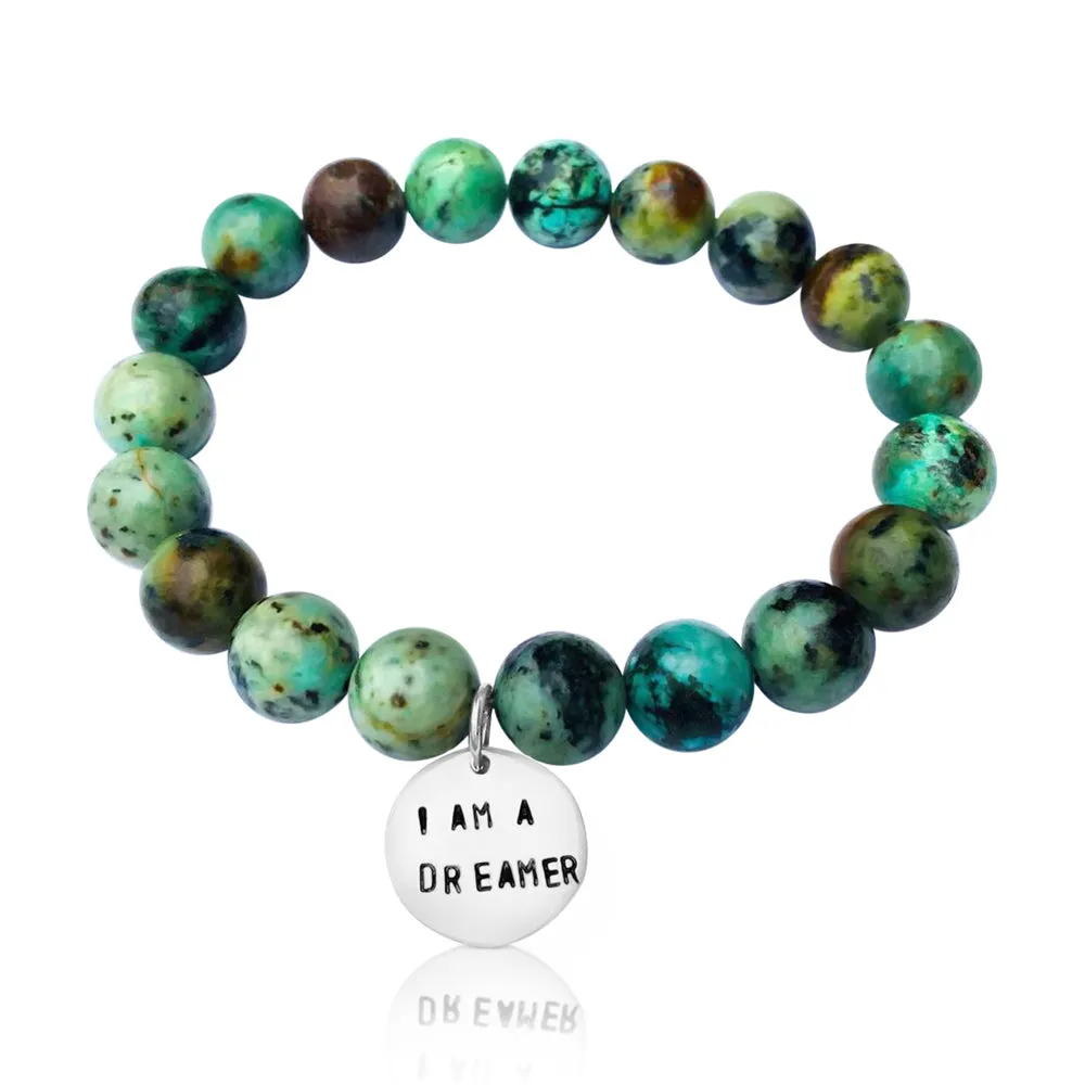 I am a Dreamer - Affirmation Bracelet with African Turquoise