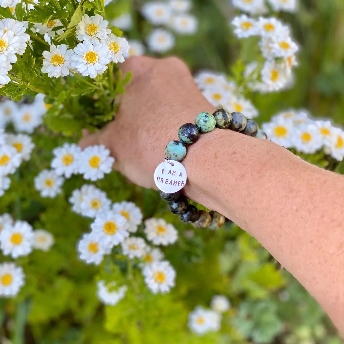 I am a Dreamer - Affirmation Bracelet with African Turquoise