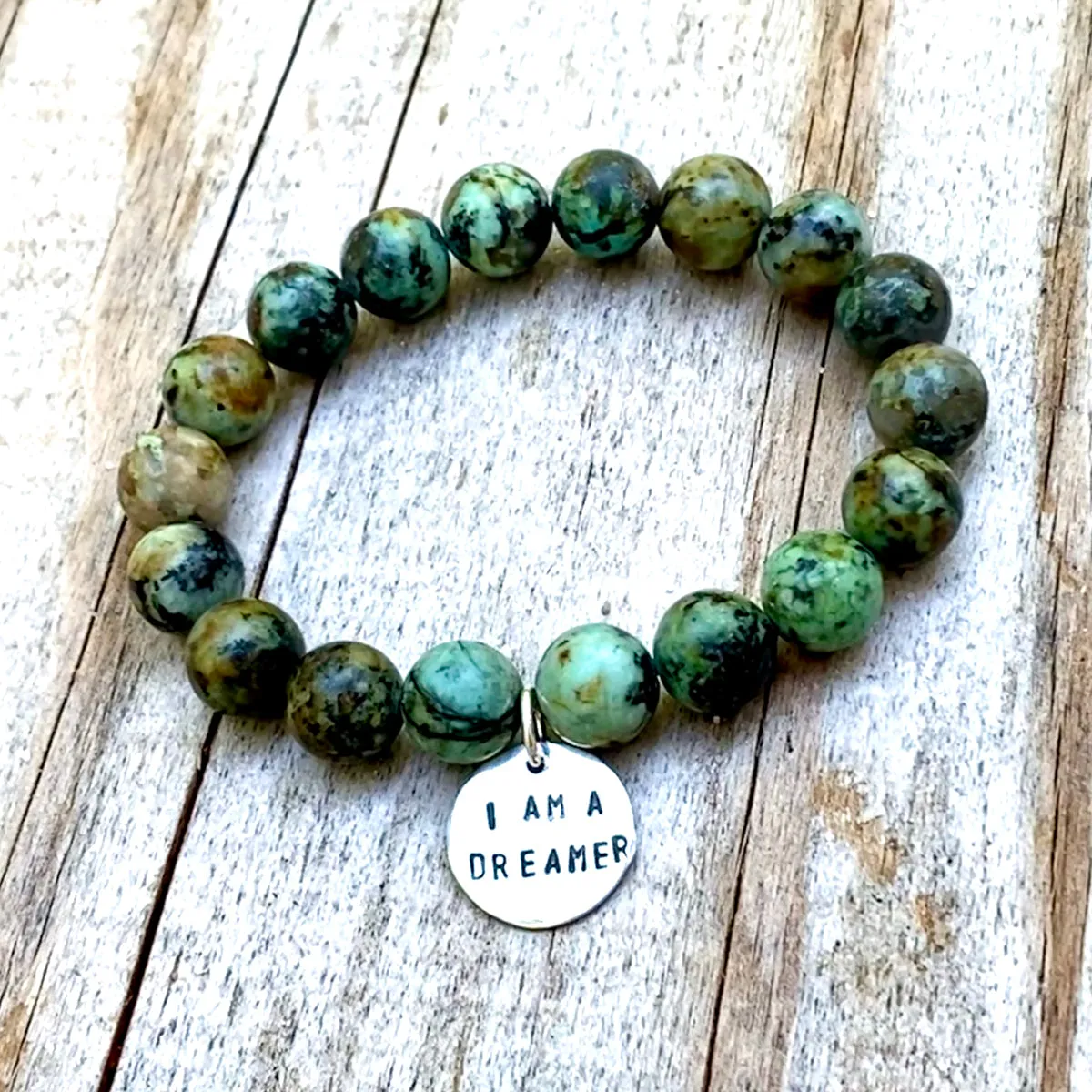 I am a Dreamer - Affirmation Bracelet with African Turquoise