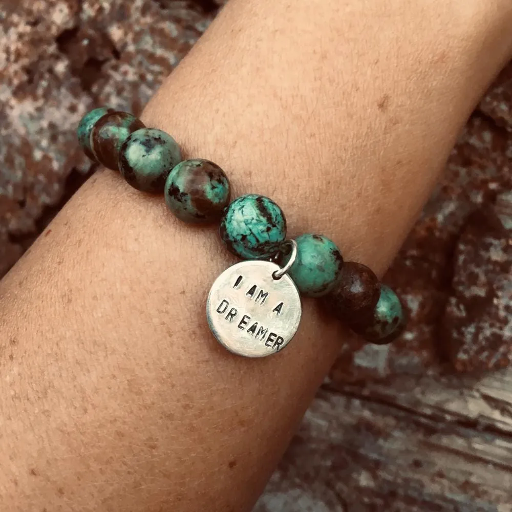 I am a Dreamer - Affirmation Bracelet with African Turquoise