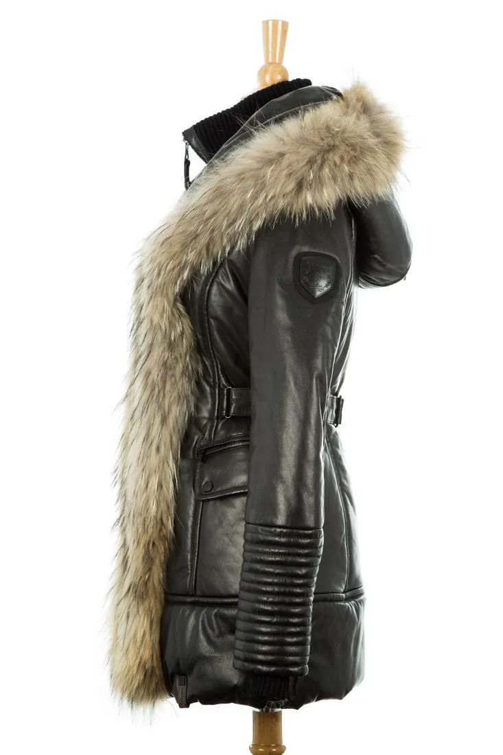 Jenny Leather Parka With Fur Trim