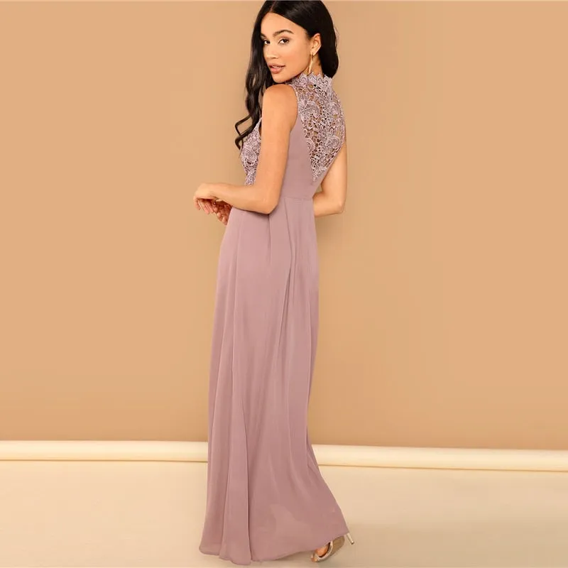 Lace Overlay Bodice Maxi