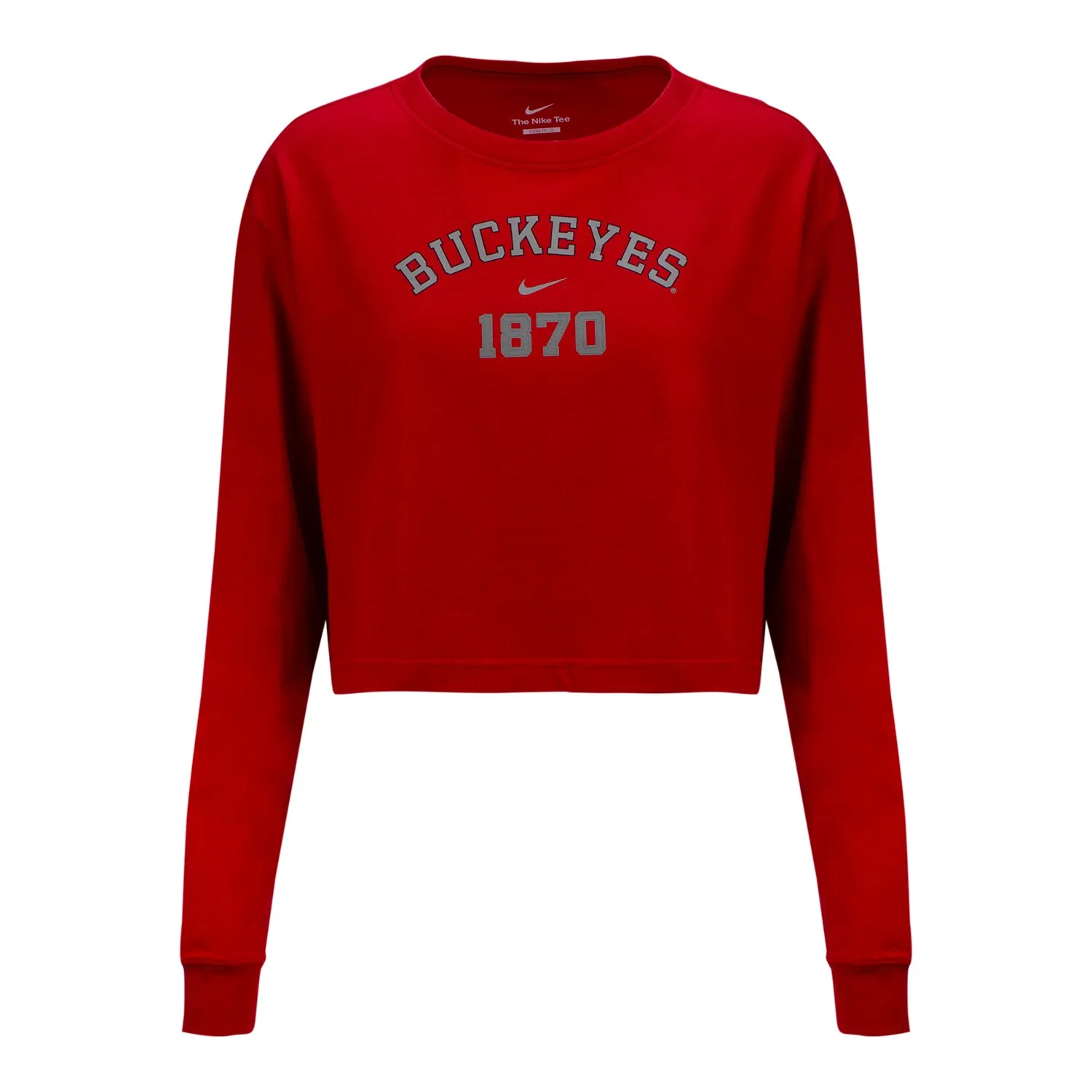 Ladies Ohio State Buckeyes Nike Arched 1870 Crop Long Sleeve