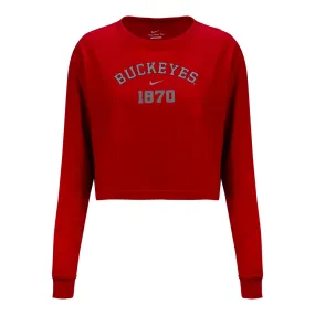 Ladies Ohio State Buckeyes Nike Arched 1870 Crop Long Sleeve