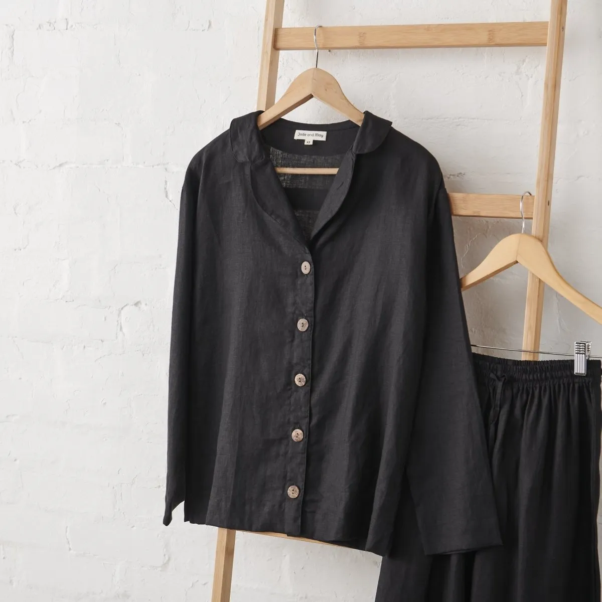 Linen Pyjama Set - Black