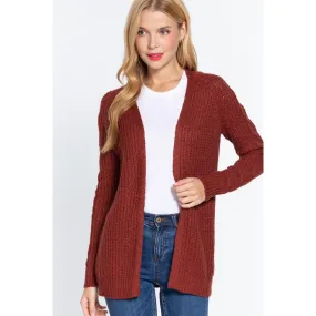 Long Slv Open Front Sweater Cardigan