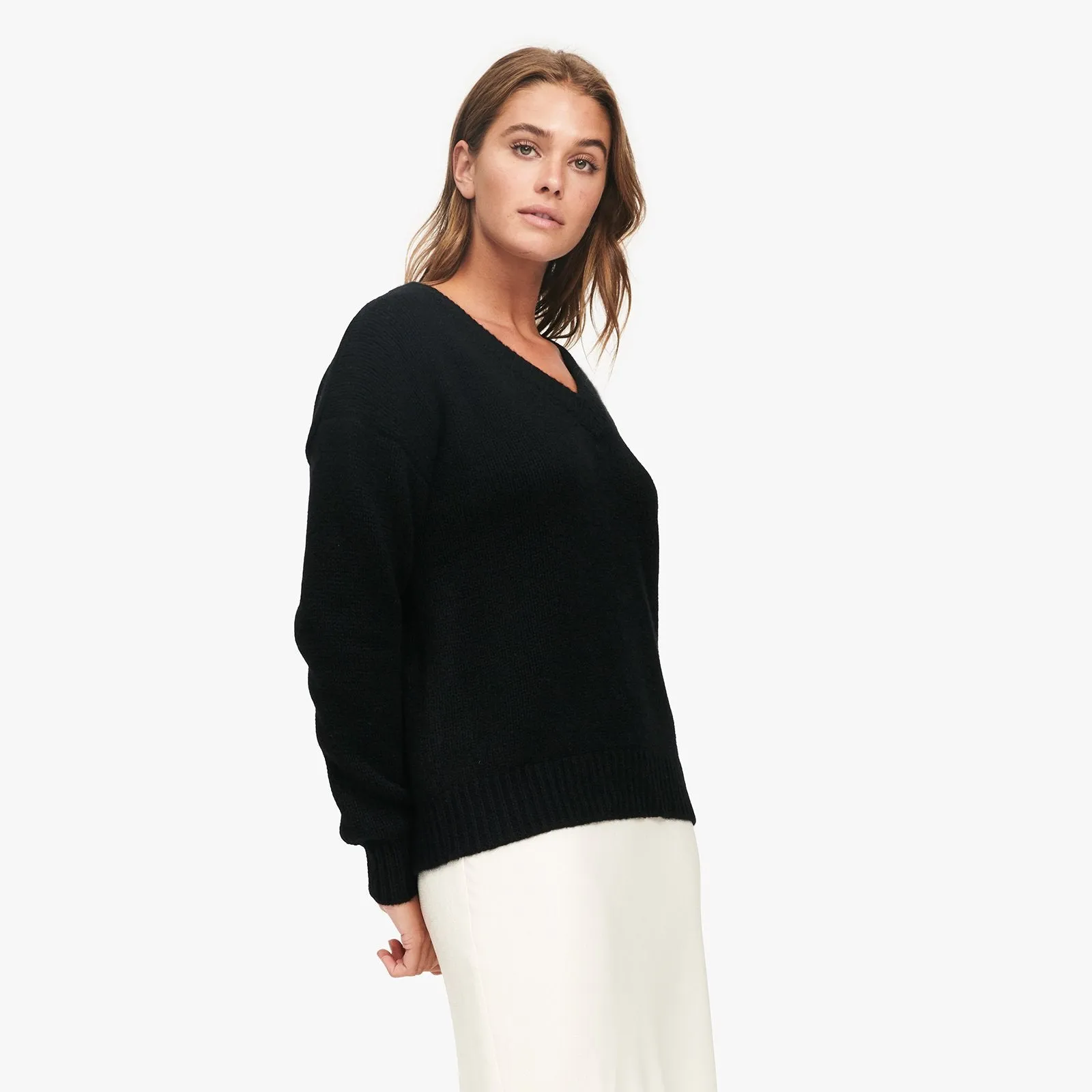 Luxe Cashmere Oversized V-Neck Sweater