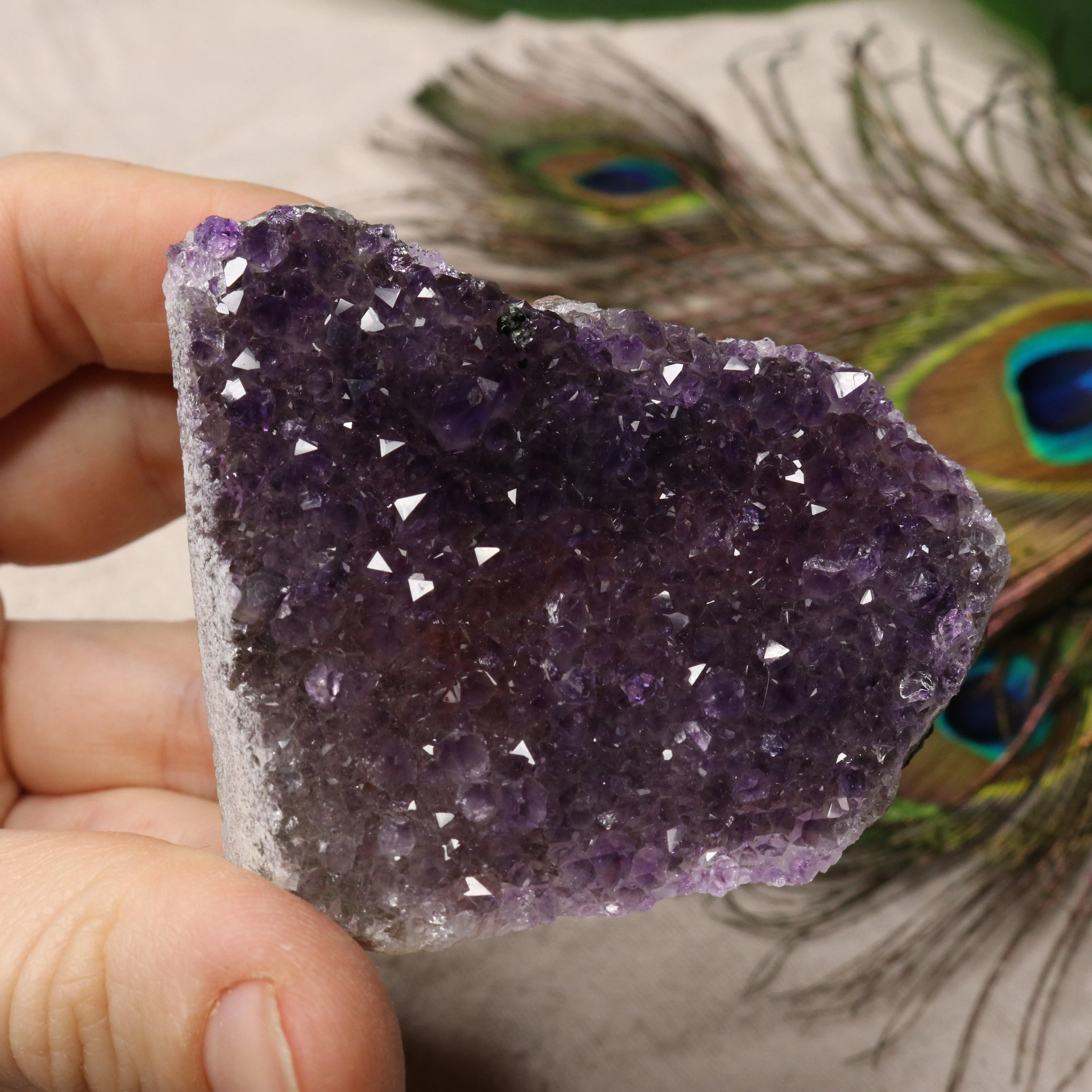 Luxe Red~ Purple Amethyst small Display Specimen from Uruguay with Micro-Druze