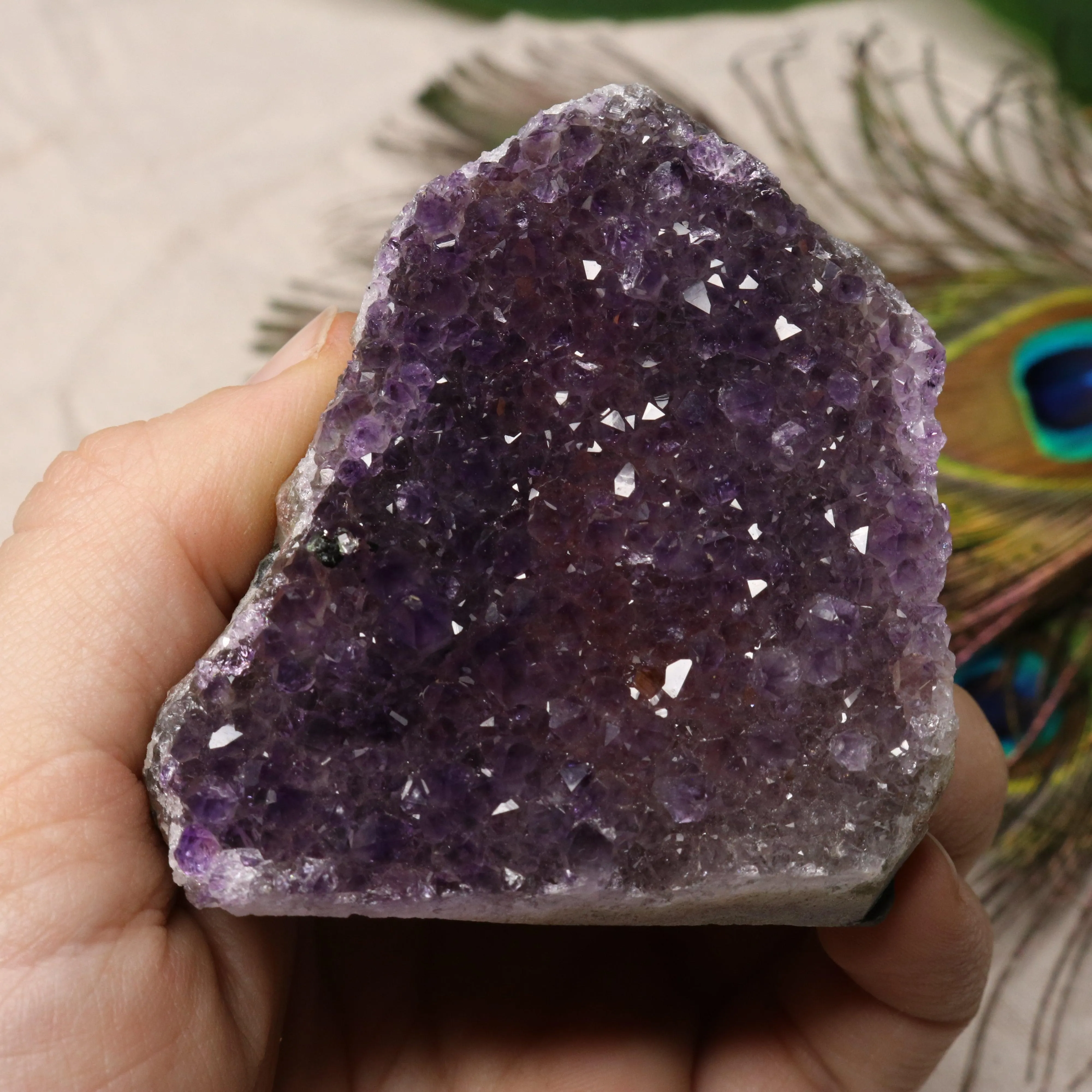 Luxe Red~ Purple Amethyst small Display Specimen from Uruguay with Micro-Druze