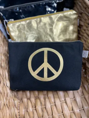 Makeup Bag  - Peace Sign in Gold Foil NEW!