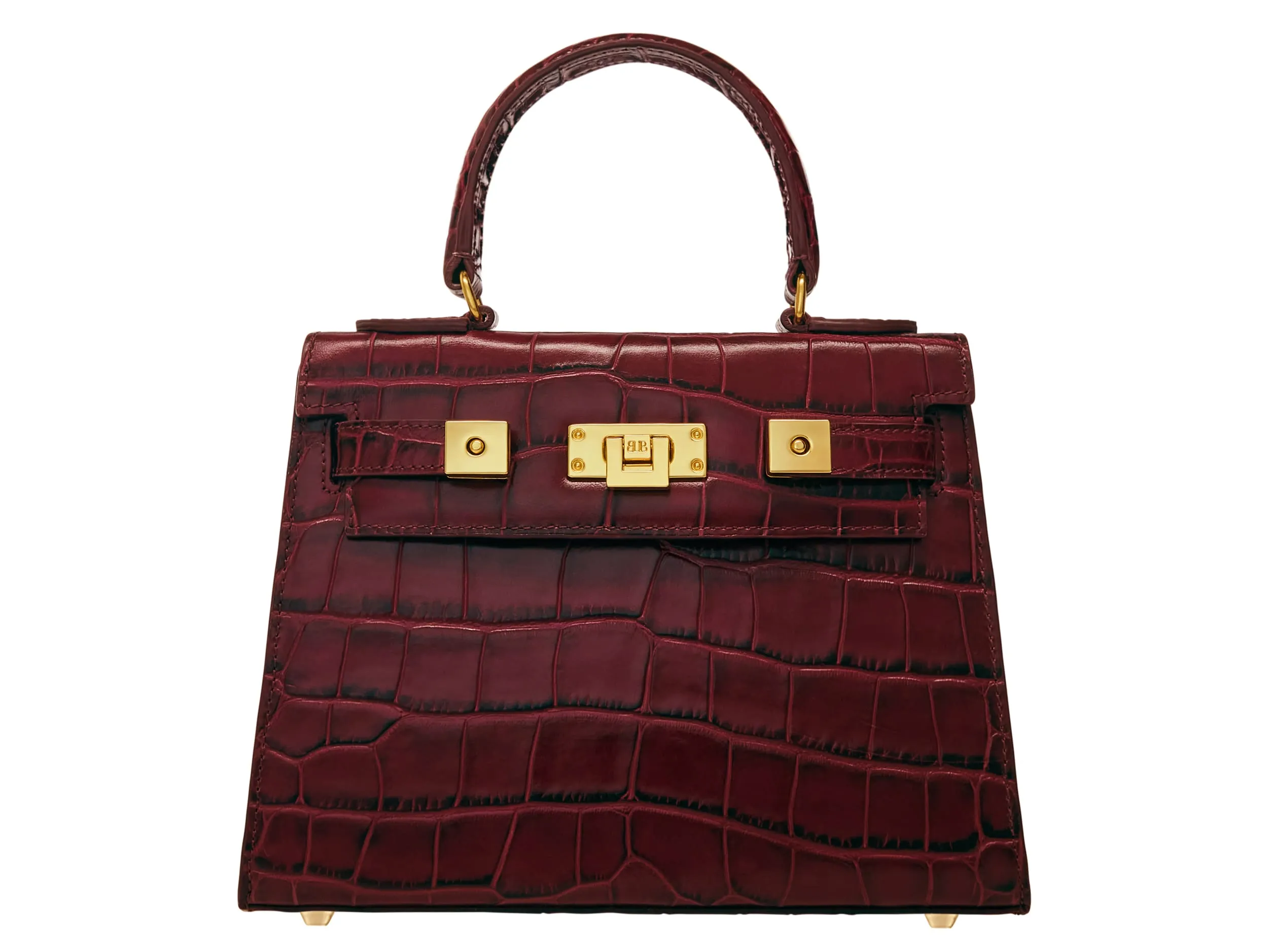 Maya Midi Orinoco 'Croc' Print Calf Leather Handbag - Wine