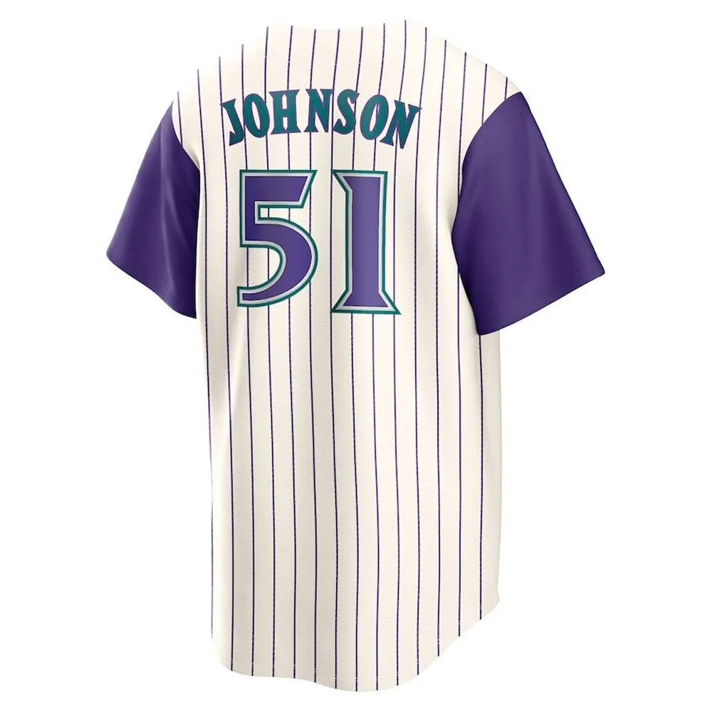 Men's Arizona Diamondbacks Randy Johnson Cooperstown Collection Jersey - Cream/Purple