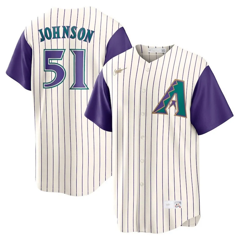 Men's Arizona Diamondbacks Randy Johnson Cooperstown Collection Jersey - Cream/Purple