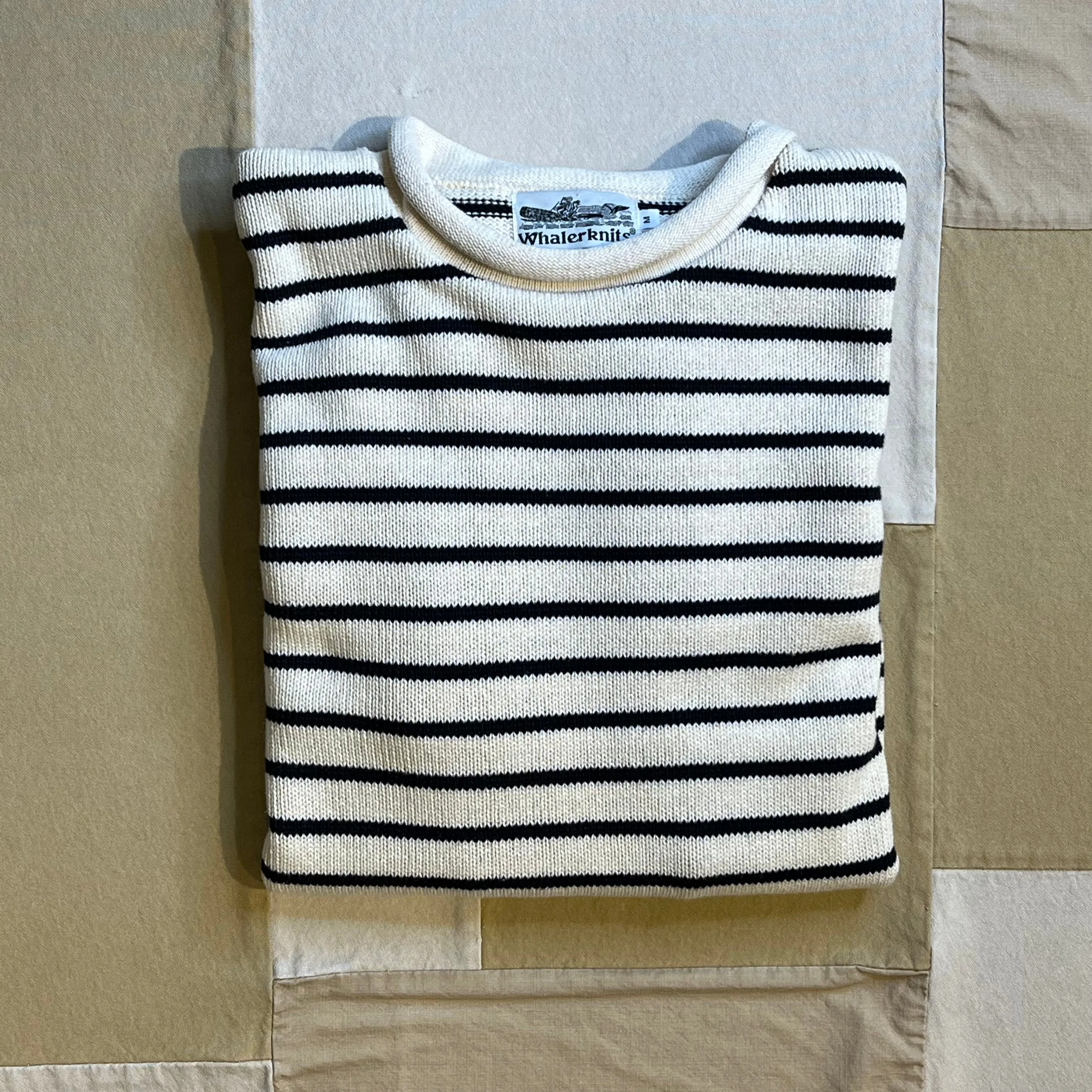 Nantucket Striped Roll Neck Sweater, Natural/Navy Stripe