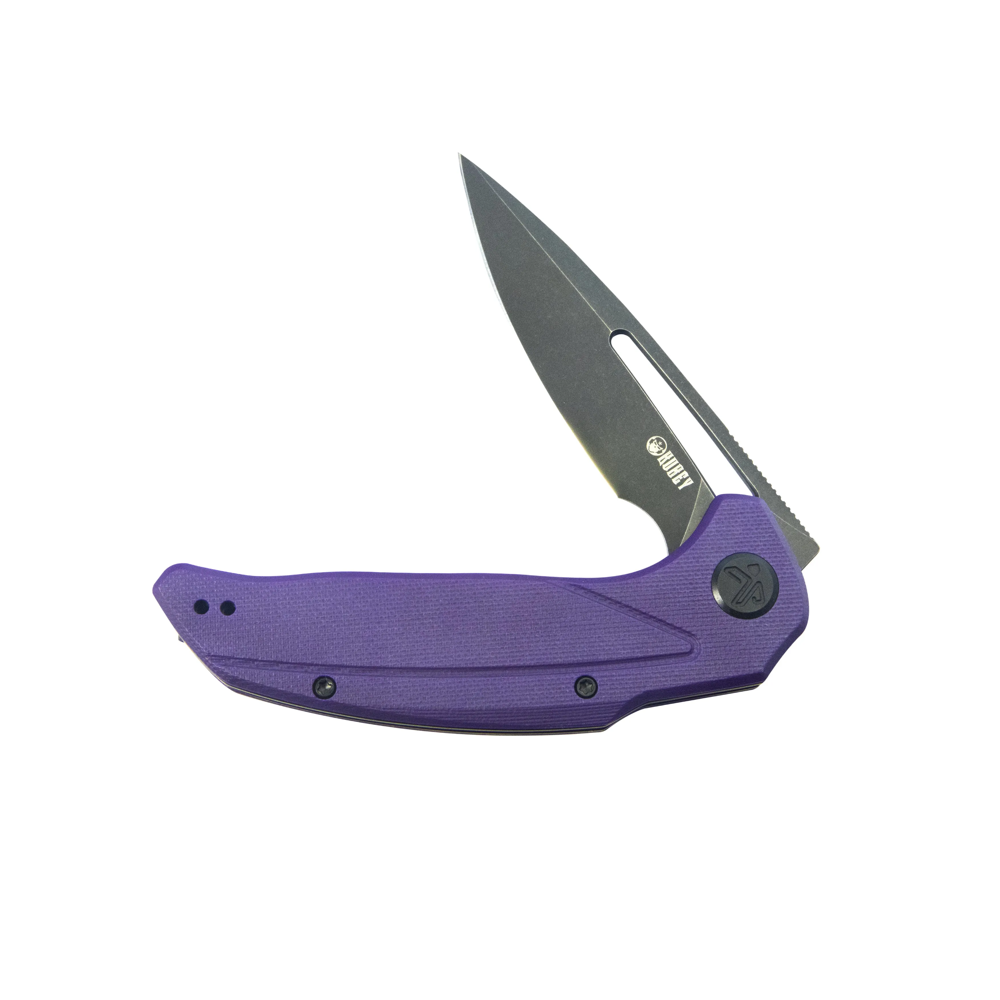 Nautilus Flipper Knife Purple G10 Handle 3.46 Silver Sandblast 14C28N KU372A