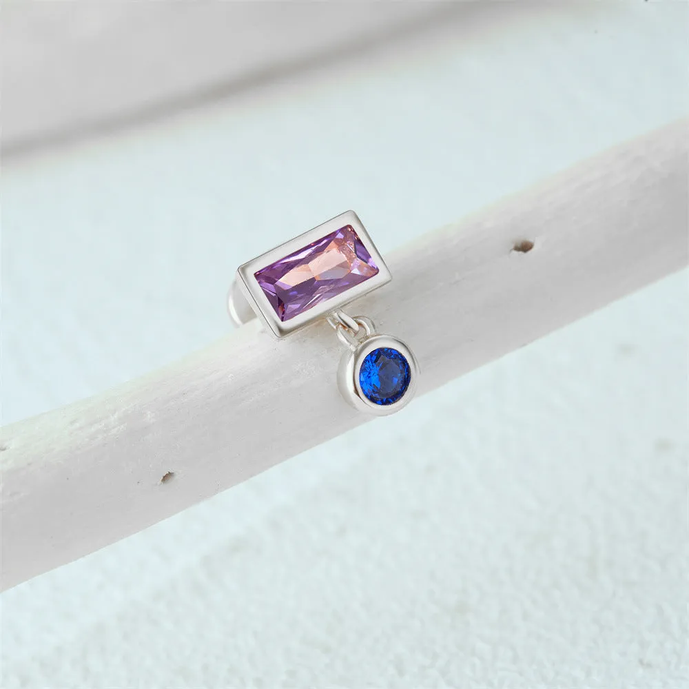 Purple Baguette CZ Diamond Drop Flat Back Stud Earrings