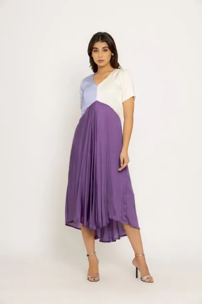 Purple Lilac Color Blocking Dress