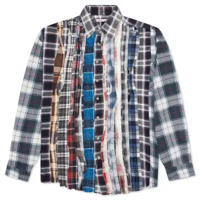 Rebuild by Flannel Shirt Ribbon Wide Shirt - Grey/Bronze