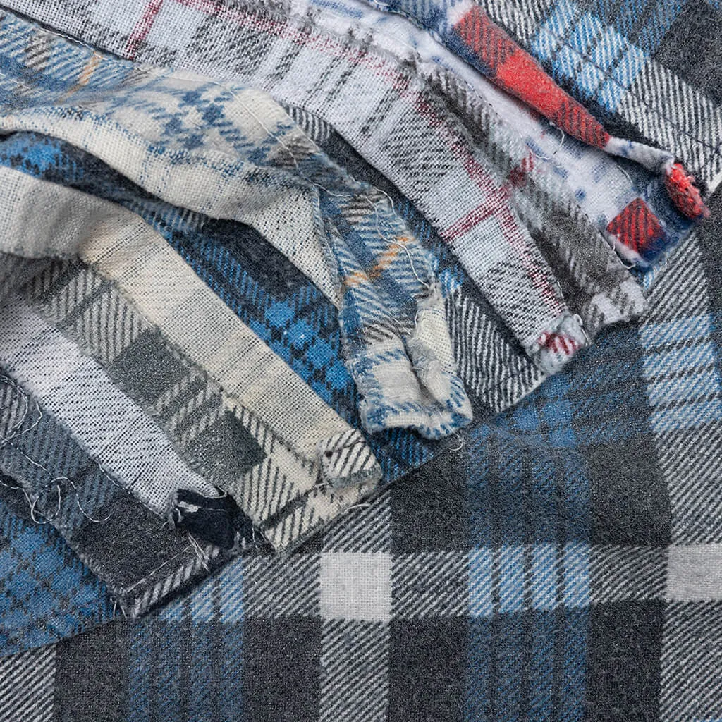 Rebuild Flannel Ribbon Shirt / Reflection - Blue/Grey