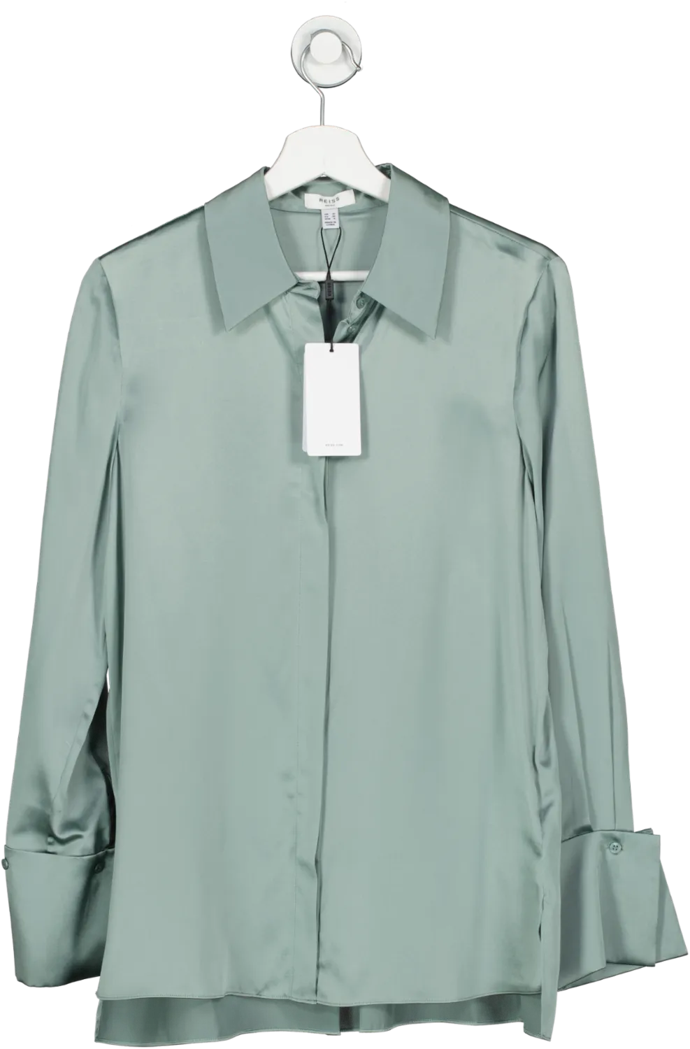 REISS Green Hailey Silk Shirt UK 10