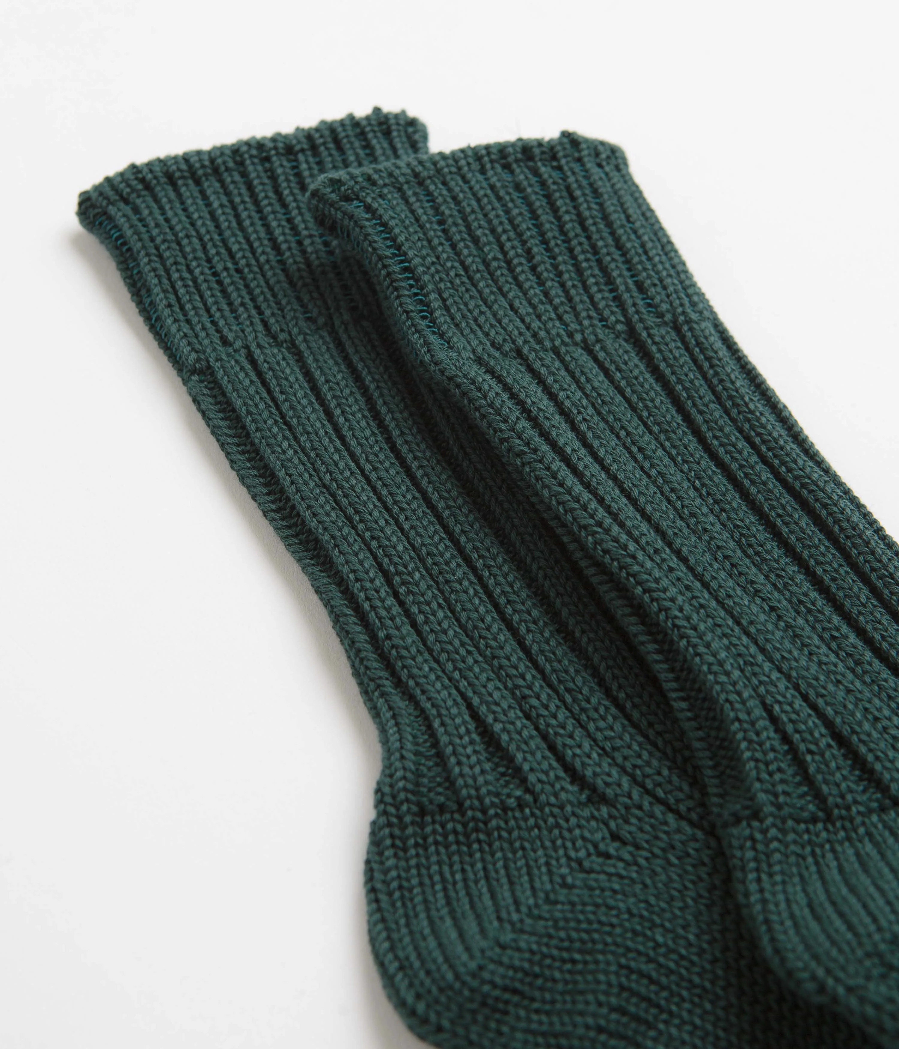 RoToTo Chunky Ribbed Crew Socks - Dark Green / Purple