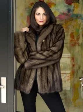 Russian Sable Fur Jacket with Shawl Collar