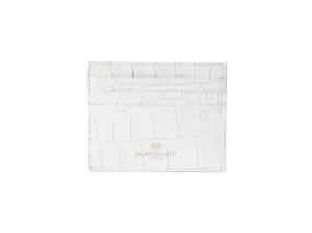 Single Card Holder Orinoco 'Croc' Print Calf Leather - White