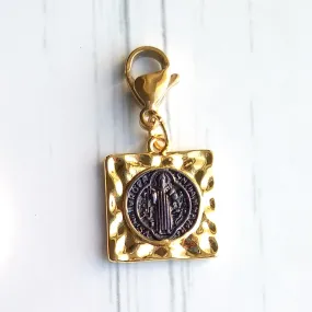 Square Black St. Benedict Medal Simple Charm