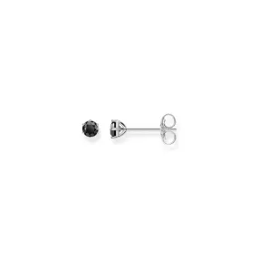 STERLING SILVER BLACK CZ CLAW SET STUD EARRINGS