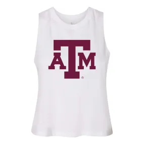 Texas A&M University Endzone Women's Racerback Crop Tank in White