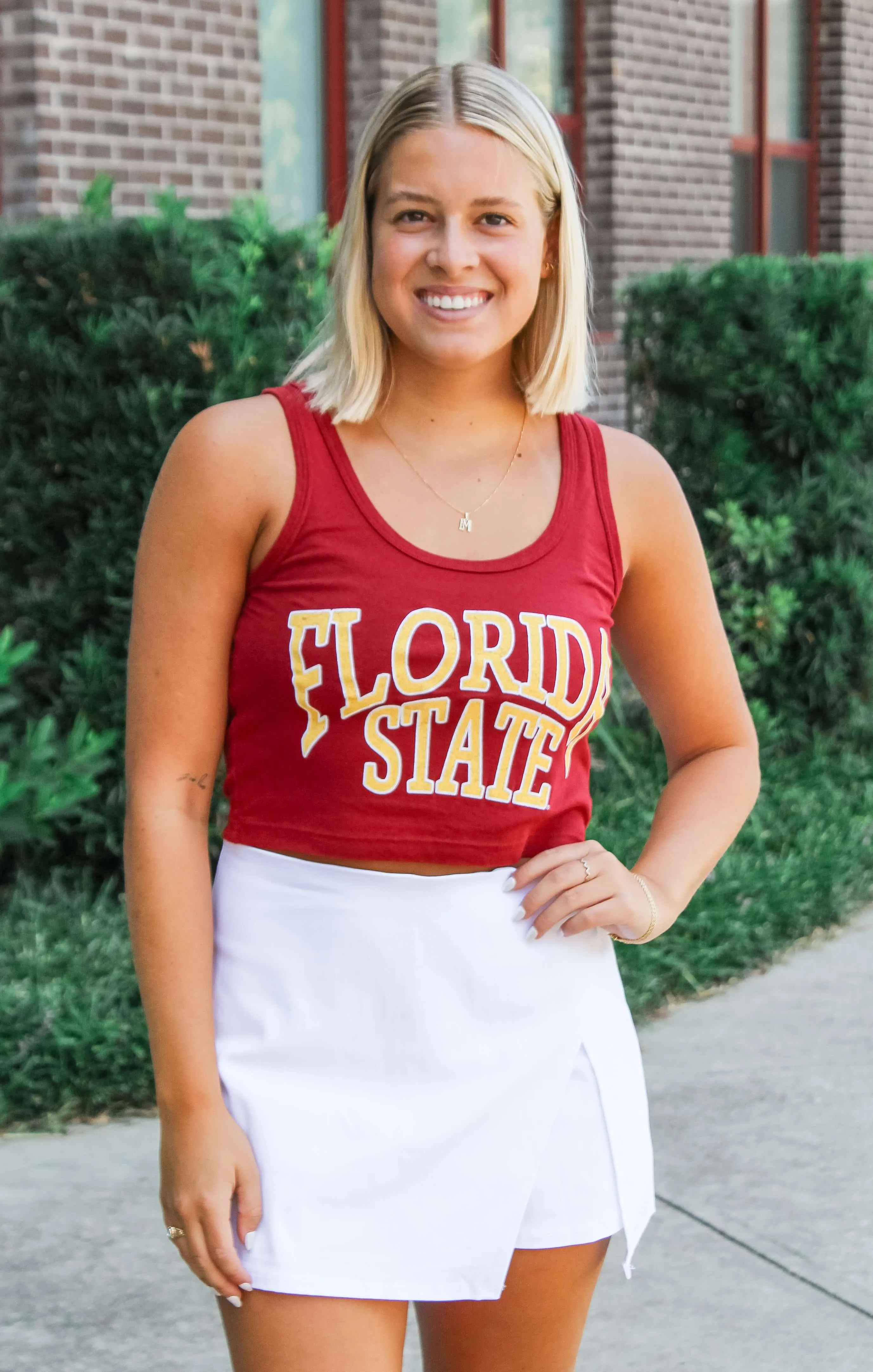 The "Florida State Arch" Vintage Crop Tank (Garnet)