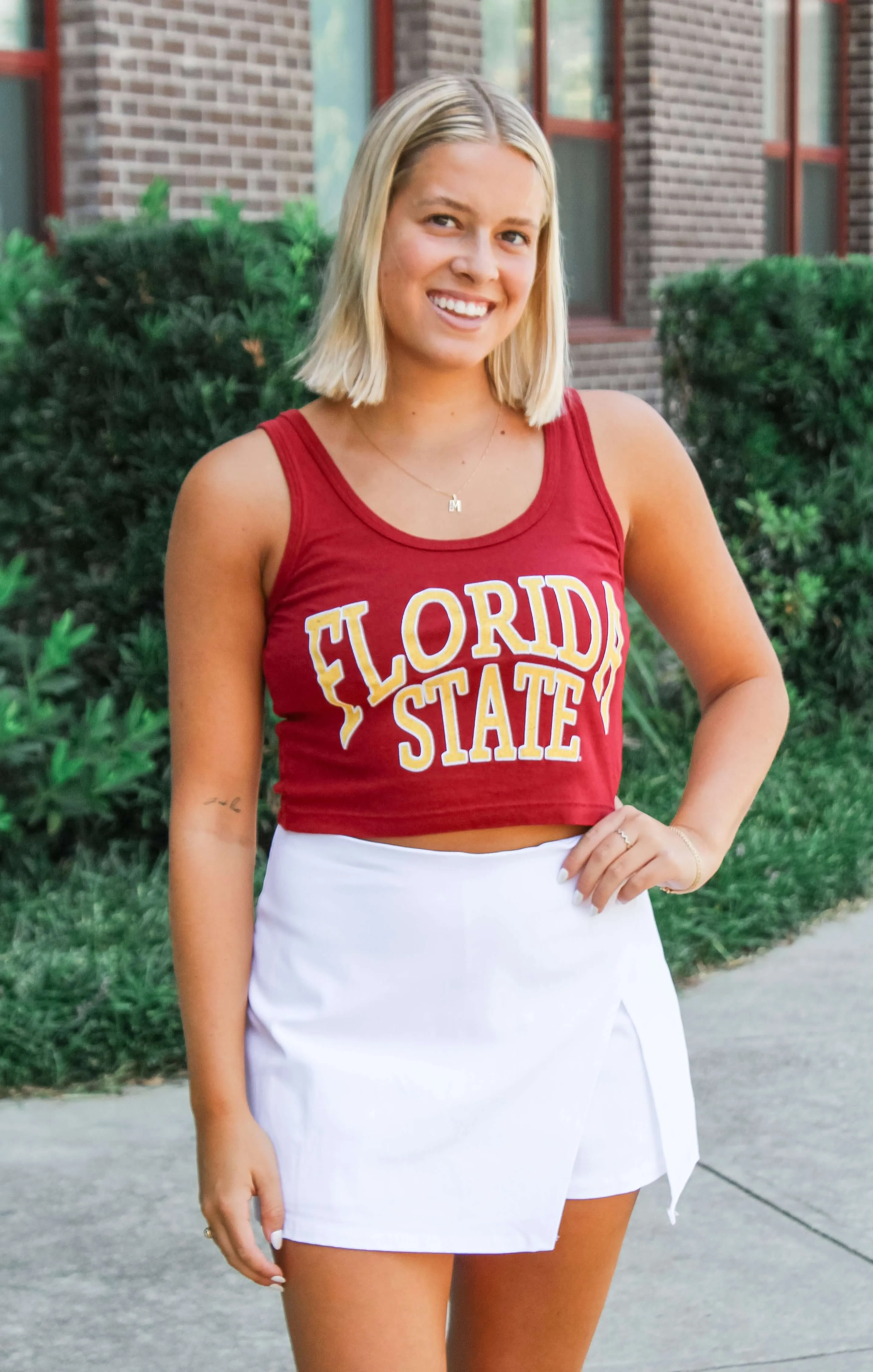 The "Florida State Arch" Vintage Crop Tank (Garnet)